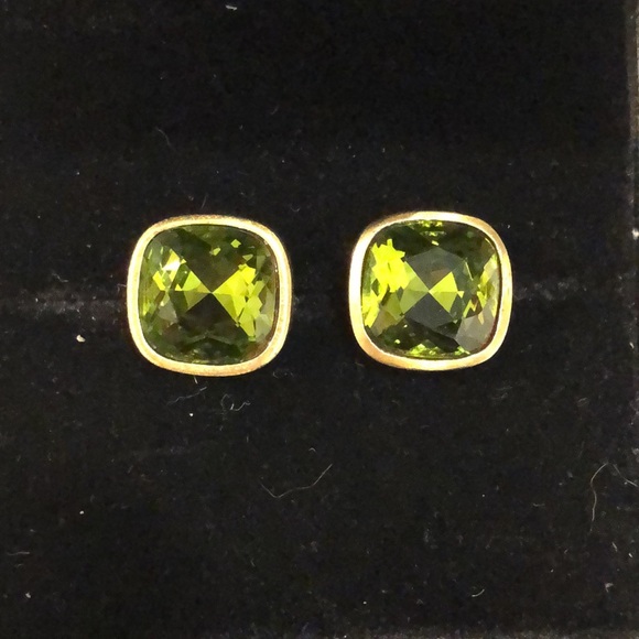 HEIDI DAUS Square Faceted Spring Green Swarovski Crystal Earrings - Picture 6 of 14